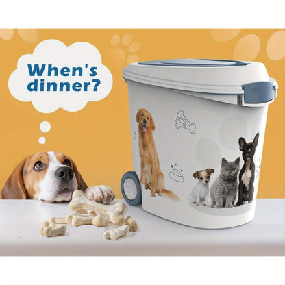 Grand ensemble de 3 récipients de stockage pour nourriture pour animaux avec gamelle anti-glouton et cuillère doseuse – Bac de conservation hermétique, anti-humidité et anti-insectes pour croquettes pour chiens et chats, favorise la digestion