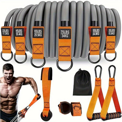 Ensemble de bandes de résistance robustes de 136 kg, kit de musculation pour salle de sport à domicile avec poignées, ancrage de porte et sangles de cheville, entraînement complet du corps pour le renforcement musculaire, la tonification et la rééducation