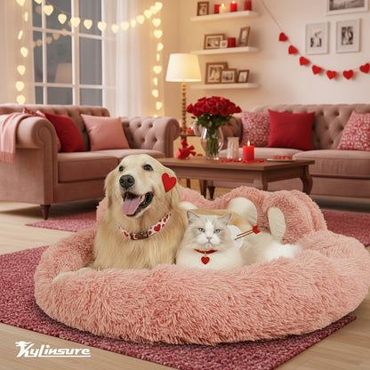 Lit pour chien et chat en forme de patte d'ours – Coussin rond apaisant, chaud et doux en peluche pour animal de compagnie avec foulard bonus, S M L XL 2XL Café Rose Gris Marron pour chiens et chats de petite, moyenne et grande taille