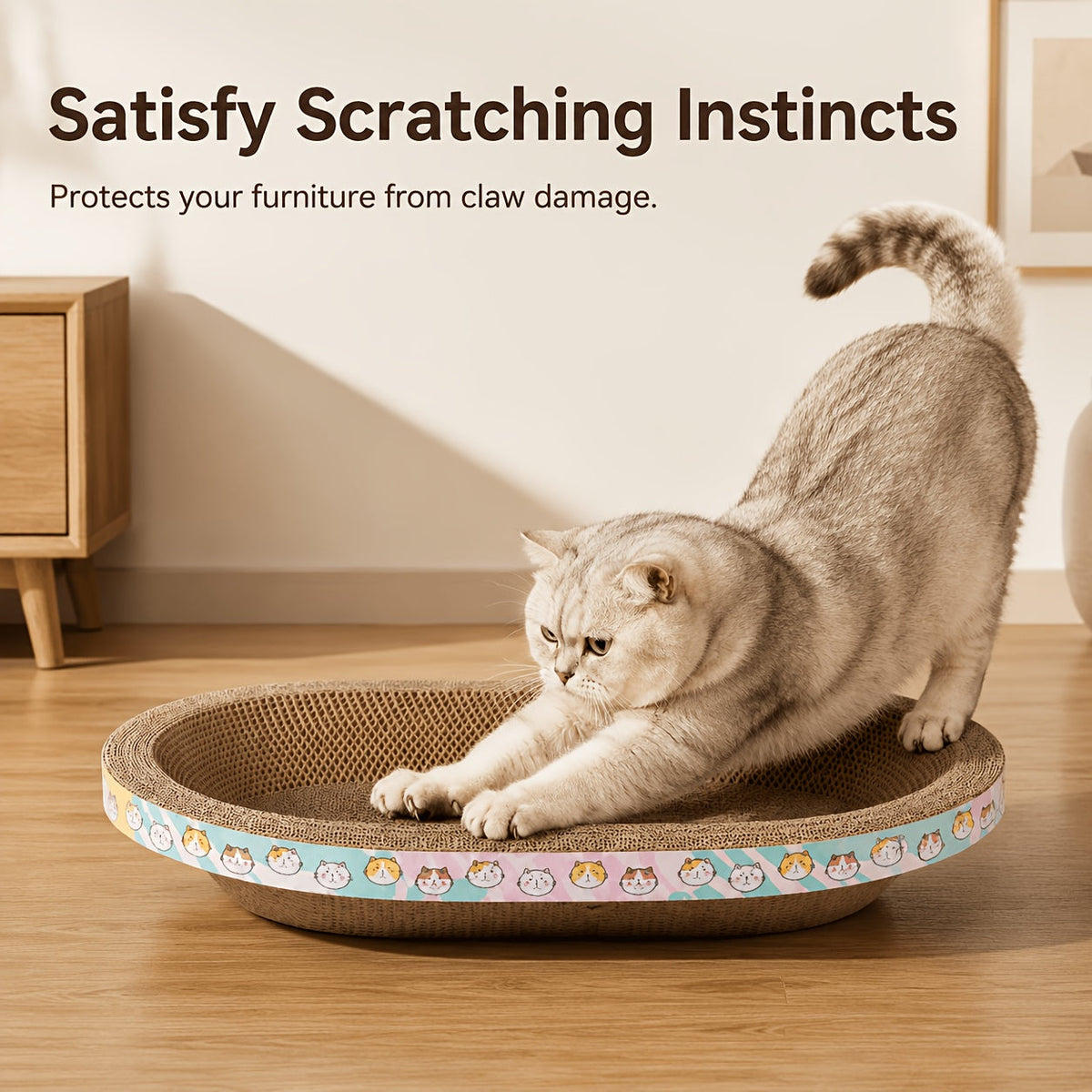 Grand griffoir ovale pour chat avec espace de repos spacieux - Tapis durable pour griffer, faire la sieste et jouer, adapté aux chats de toutes tailles et aux foyers multi-chats, satisfait l'instinct naturel de griffade, usage quotidien, rose