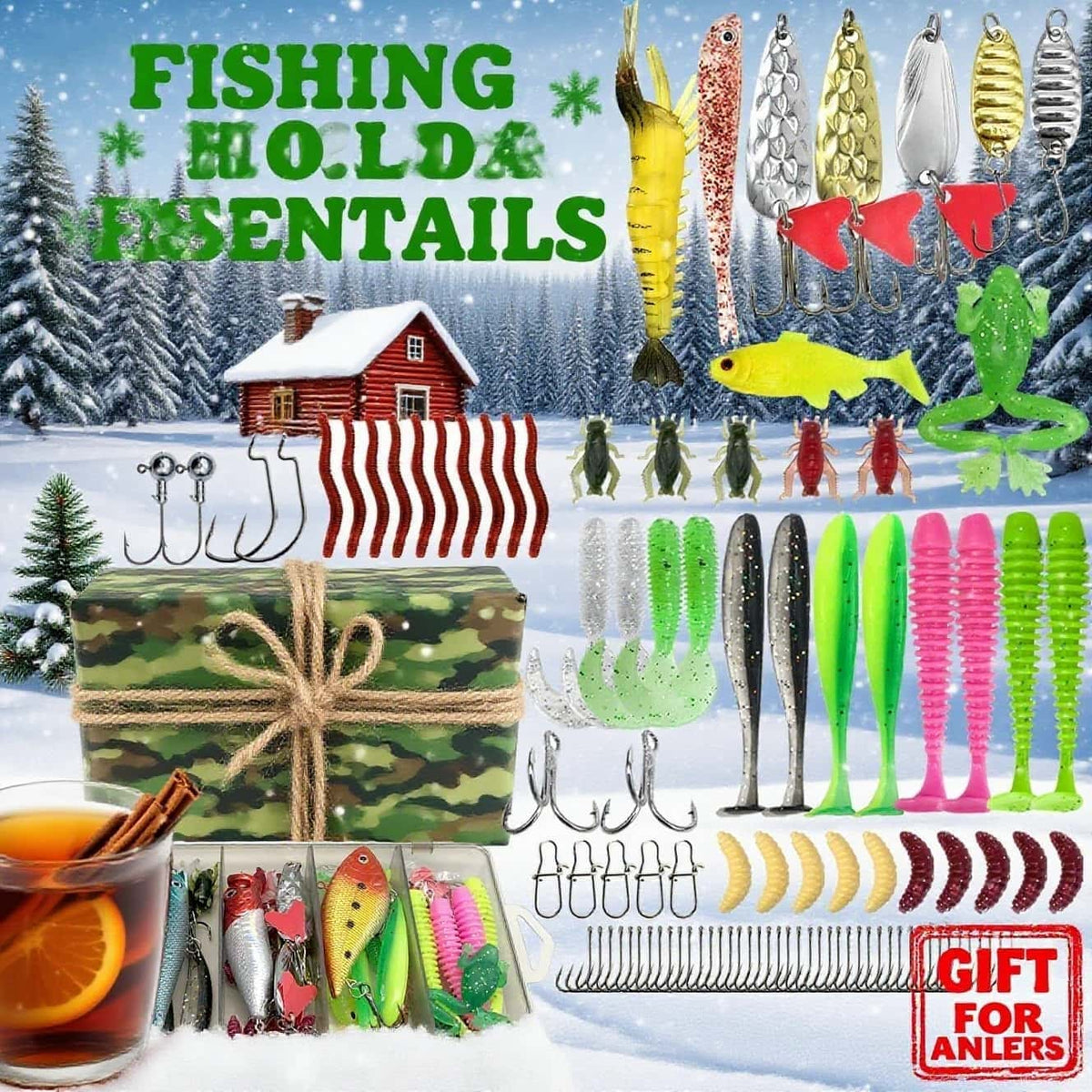 Kit de pêche de 133 pièces avec cuillers, leurres articulés, têtes plombées, plombs, hameçons et boîte de rangement – Ensemble complet pour débutants en eau douce pour la pêche au bar, à la truite et aux poissons-pan.