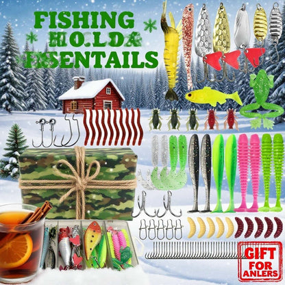 Kit de pêche de 133 pièces avec cuillers, leurres articulés, têtes plombées, plombs, hameçons et boîte de rangement – Ensemble complet pour débutants en eau douce pour la pêche au bar, à la truite et aux poissons-pan.