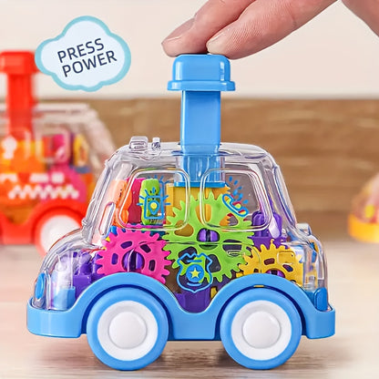 Voiture jouet transparente à rétrofriction pour enfants – Modèle de voiture à moteur visible éducatif pour garçons et filles | Cadeau d'anniversaire, de Noël ou d'Halloween, disponible en jaune, bleu et rouge
