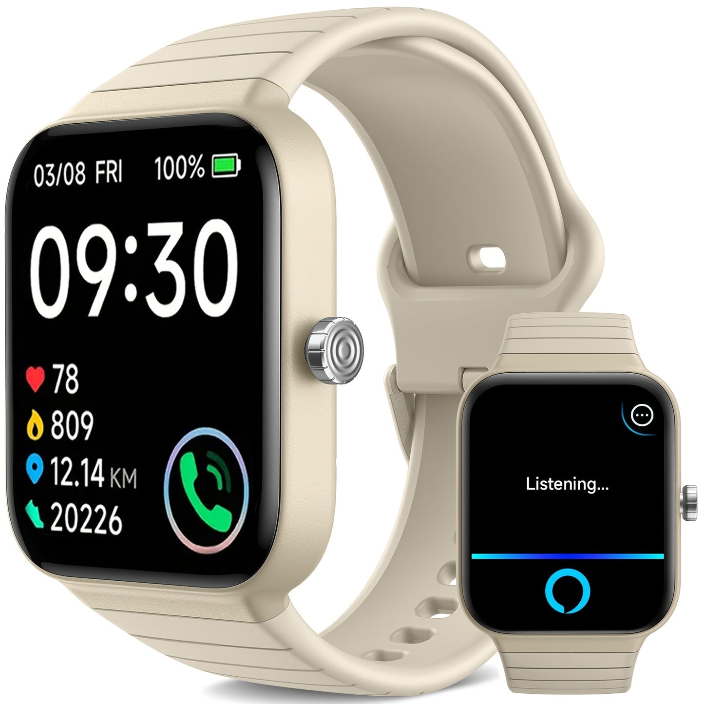Smartwatch with Alexa Built-In 1.95 Inch Large HD Screen Wireless Bluetooth Calling 100+ Sport Modes Fitness Tracker Pedometer Heart Rate Sleep Monitor – iPhone Android Compatible Unisex Men Women 12 Colors