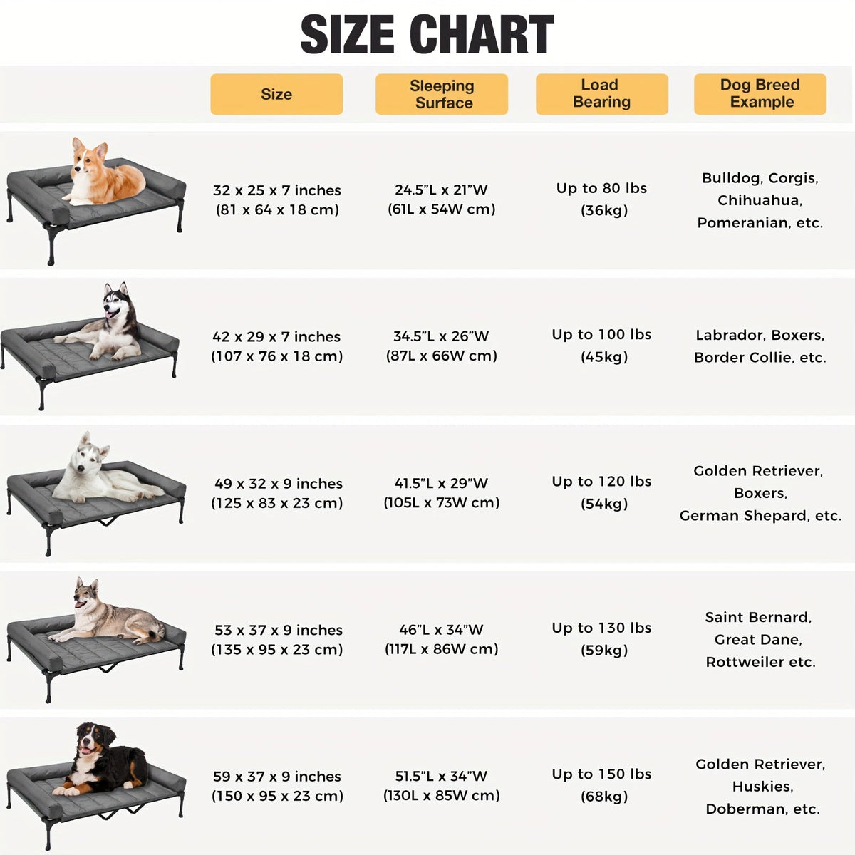Lit surélevé rafraîchissant pour chien avec matelas amovible – Canapé pour chien surélevé avec rebords, filet respirant et pieds antidérapants pour une utilisation en intérieur et en extérieur