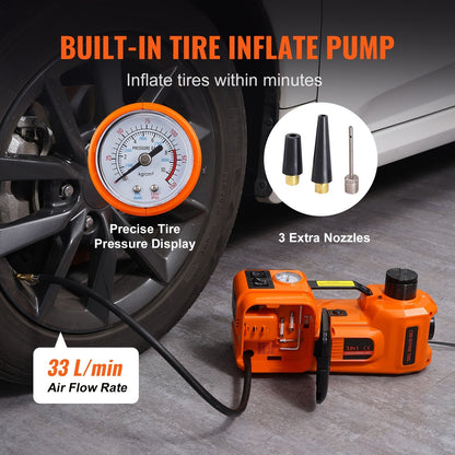 HAPPYBUY Cric hydraulique pour voiture 5 tonnes 11023 lb avec pompe gonflable intégrée et lumière LED - Élévateur de voiture portable pour changement de pneu et réparations de garage, compatible avec SUV, monospace, berline et camion
