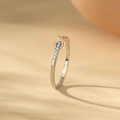 Bague « 8 chanceux » pour femme en argent sterling 925 – Incrustation de zircone cubique, design bicolore, anneau empilable élégant, tailles 5-10, bijou raffiné pour mariage et cadeau