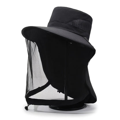 Chapeau de pêche anti-moustique avec voile de protection, 2 pièces, chapeau de soleil en maille respirante, protection UV, anti-insectes pour hommes et femmes - Chapeau d'été anti-abeilles pour la randonnée en plein air, le camping et la pêche de nuit