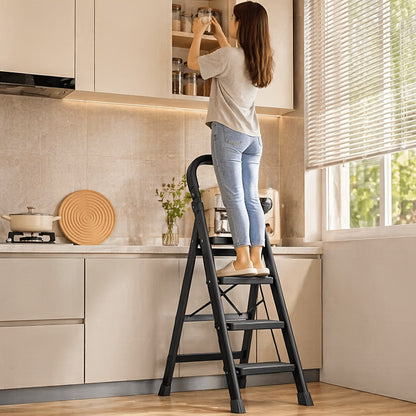 Escabeau pliant robuste, capacité 225 kg - Échelle portable antidérapante à 2/3/4/5 marches, plastique léger et durable, marchepied pliable pour la maison, la cuisine, le bureau et usage industriel