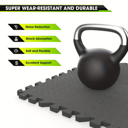 Dalles de sol emboîtables en mousse EVA, lot de 20 ou 60 – Tapis de puzzle épais, antidérapants, imperméables et résistants aux chocs pour salle de sport à domicile, yoga, musculation et exercices, noir