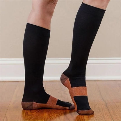 Lot de 5 paires de chaussettes de compression en cuivre pour femmes et hommes – Chaussettes de sport noires pour la course, la randonnée, le cyclisme et les voyages, tailles M-XL, bas de compression pour la circulation et le soulagement de la douleur