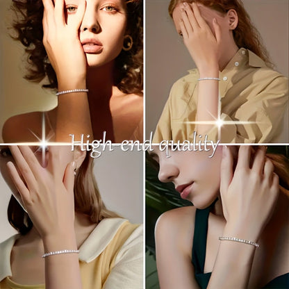 Bracelet tennis en argent sterling 925 avec moissanite 5 mm, 0,5 carat, bijou de luxe étincelant, cadeau pour anniversaire de mariage, anniversaire, 4 tailles