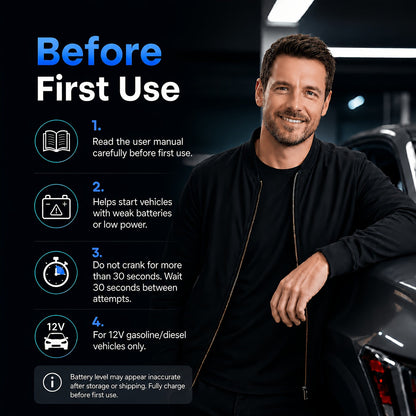 Portable Car Jump Starter 20000A Peak with Air Compressor, 7-in-1 Jump Starter Battery Pack 150PSI Tire Inflator, Power Bank, LED Light & Safety Hammer for 12V Gas & Diesel Engines – Roadside Emergency Kit