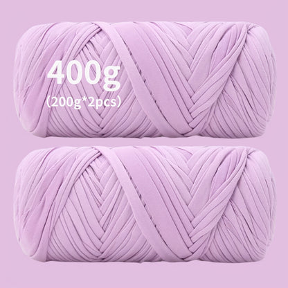 Fil de coton pour t-shirt 400 g (2 x 200 g) mélange de coton épais en 49 couleurs – Fil épais et doux pour paniers au crochet, sacs, tapis, projets de macramé et tricot – Fil de loisirs créatifs idéal pour les débutants
