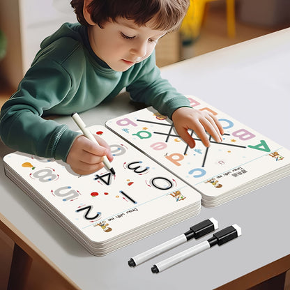 Cahier d'écriture magique pour enfants, 128 pages, livre d'entraînement réutilisable au contrôle du stylo, chiffres et lettres, cahier d'exercices de traçage et d'écriture manuscrite pour la maternelle et le préscolaire, 3 à 8 ans
