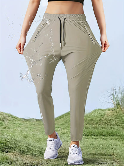 Pantalon de jogging athlétique pour femme, coupe droite, séchage rapide, haute élasticité, taille à cordon, poche zippée, pantalon de course léger et déperlant, 5 couleurs, XS-XL