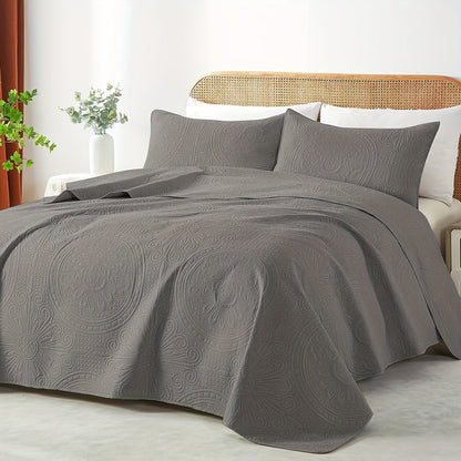 Ensemble de courtepointe d'été rafraîchissante 2-3 pièces, couvre-lit en microfibre légère et respirante – Couvre-lit au motif de pièces moderne, format simple, grand ou très grand, toutes saisons, choix de couleurs, cadeau de vacances pour la famille