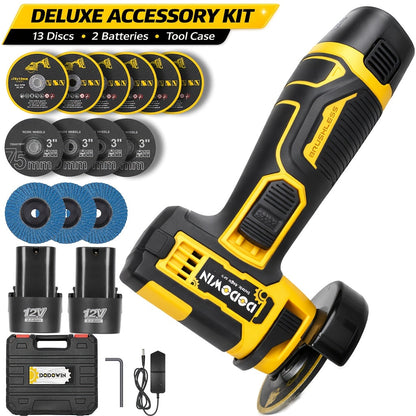 Mini Cordless Angle Grinder 19500 RPM Lithium Battery – Electric Grinding & Polishing Tool for Metal, Wood, Stone & Concrete, Precision Cutting Machine with 1 or 2 Batteries Included, Gift for Men