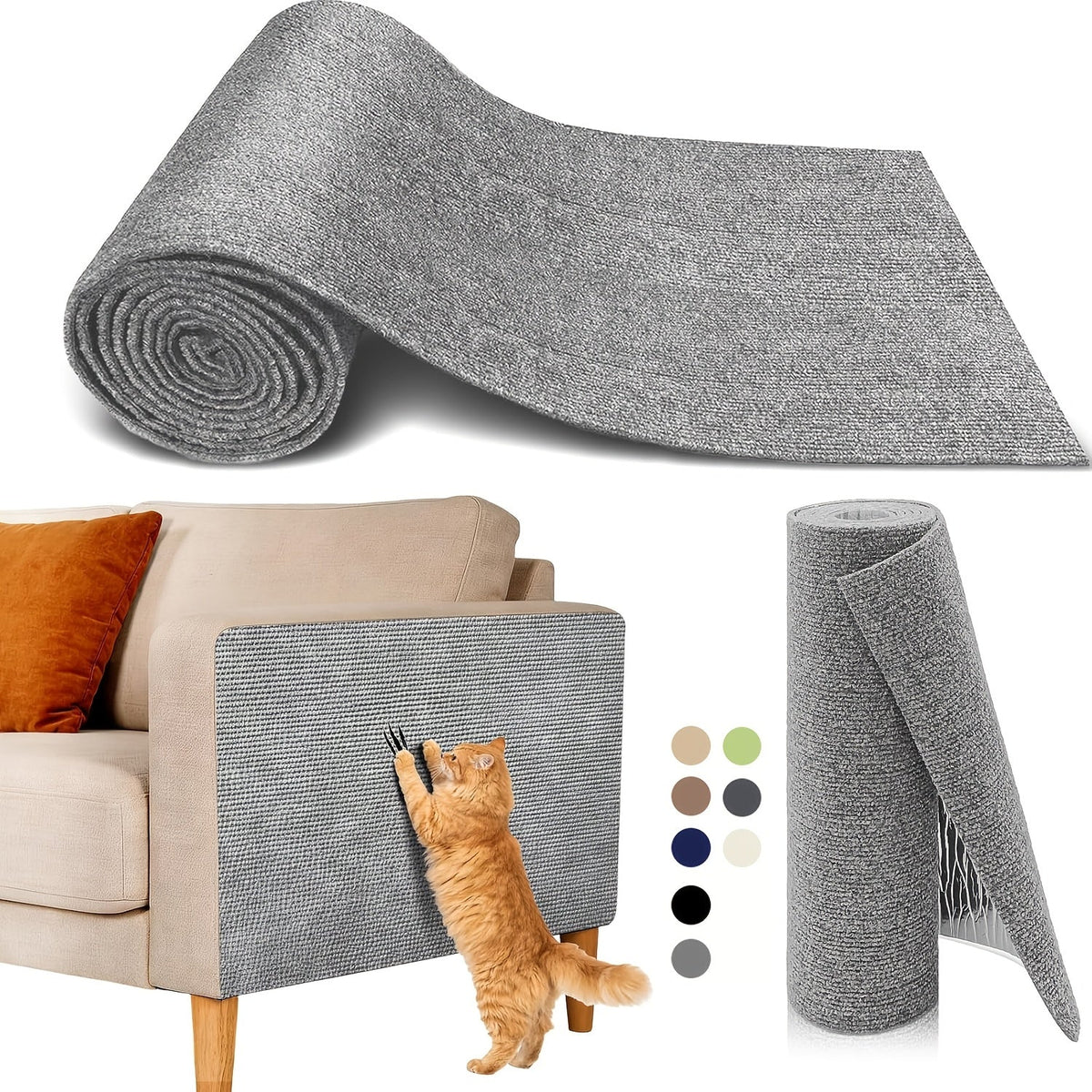 Protecteurs de meubles anti-griffes pour chat auto-adhésifs - Protections découpables pour canapé et mur, dispositifs de dissuasion durables contre les griffades de chat pour canapé, chaise, cadre de porte