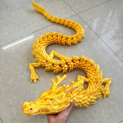 74 Inch Large Chinese Dragon Decoration Moveable Party Decor Hinge Structure Heavy Duty Indoor Outdoor Halloween Christmas Chinese New Year Golden Dragon Tyrannosaurus No Batteries Needed
