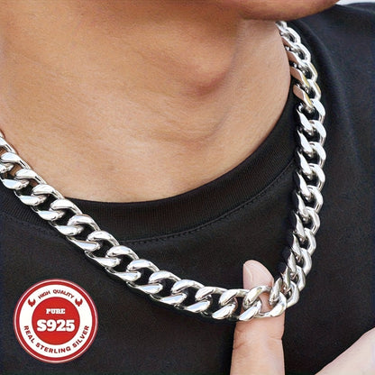 Collier chaîne cubaine pour homme en argent sterling 925 – 6 mm et 10 mm de large, 18 à 24 pouces, chaîne à maillons épais faite à la main, bijou durable pour le quotidien et les occasions spéciales