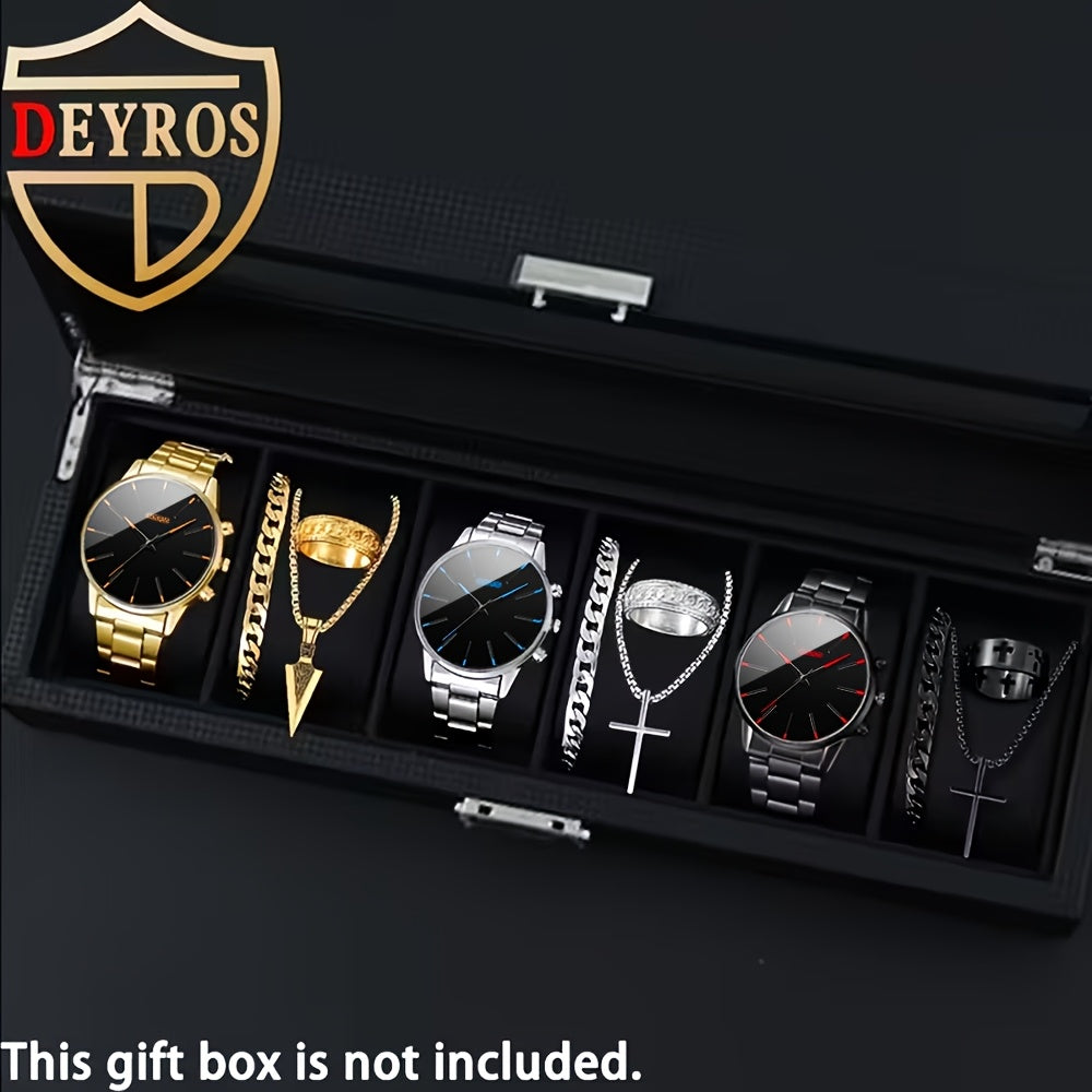 Coffret cadeau 12 pièces pour homme : montre et bijoux hip-hop – 3 montres analogiques à quartz + ensemble de 9 pièces comprenant bracelets, colliers et bagues, cadeau idéal pour Noël et les anniversaires