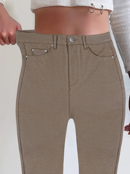 Jean skinny stretch taille haute pour femme, détail bouton en métal, style urbain, pantalon en jean coupe ajustée, 10 couleurs, S-XXL