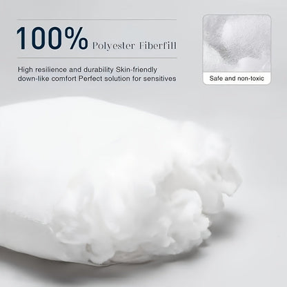 Garnitures de coussin carrées – Rembourrage en fibre neuve hypoallergénique, coussins blancs pour canapé, lit et terrasse, 14 à 20 pouces, lot de 1/2/4, idéal pour la chambre, le salon, le bureau et la décoration extérieure