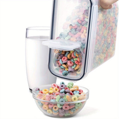 Lot de 8 récipients de stockage alimentaire transparents avec couvercles (4 bocaux + 4 couvercles, 4 L) – Boîtes de cuisine hermétiques anti-humidité pour céréales, riz, grains de café, noix, thé, sel et épices