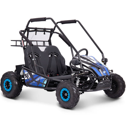 Go-kart électrique biplace MotoTec Mud XL 60V 2000W – Suspension intégrale, harnais 4 points, haut-parleurs Bluetooth, capacité de 181 kg (400 lb), marche avant et arrière, go-kart tout-terrain pour enfants et famille