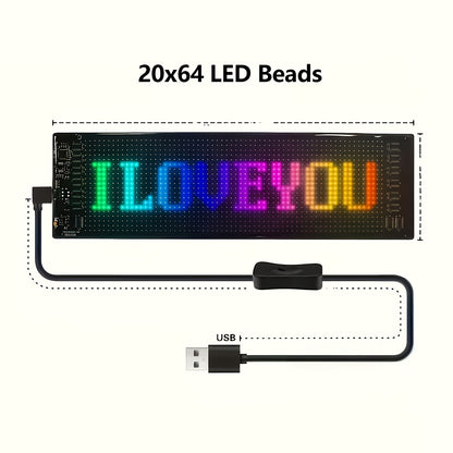 Panneau matrice LED flexible – Contrôlé par application Bluetooth, alimenté par USB, enseigne à texte et animation personnalisables pour voitures, magasins, hôtels, événements et décorations de fête – Tailles multiples