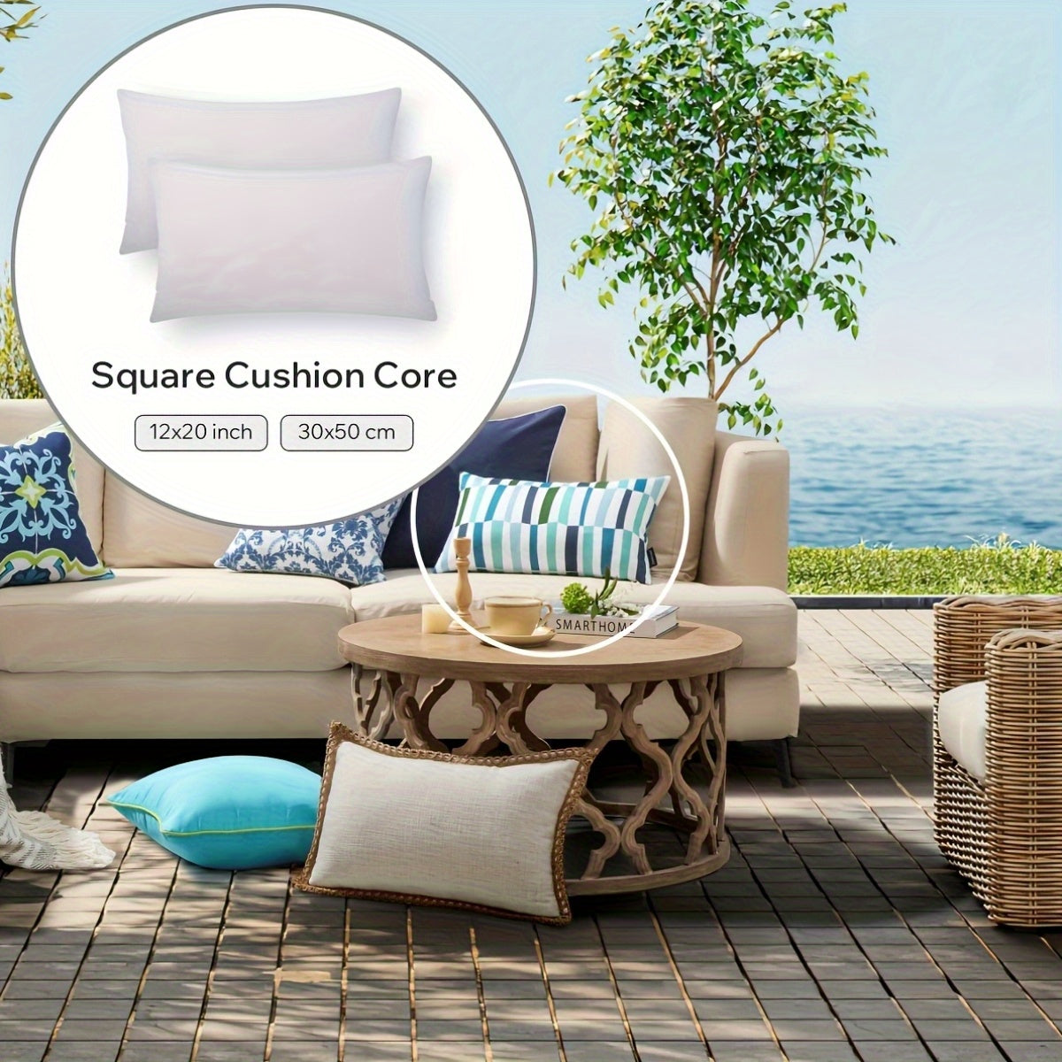 Garnitures de coussin carrées – Rembourrage en fibre neuve hypoallergénique, coussins blancs pour canapé, lit et terrasse, 14 à 20 pouces, lot de 1/2/4, idéal pour la chambre, le salon, le bureau et la décoration extérieure