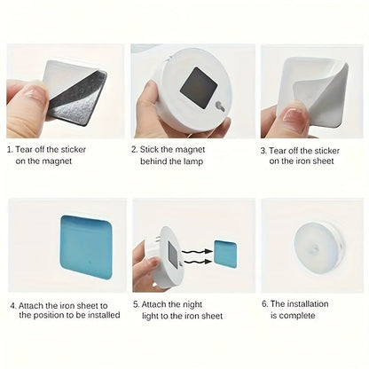 Veilleuses LED à détecteur de mouvement, rechargeables par USB, sans fil, mode double, luminosité réglable, fixation magnétique, éclairage sous meuble pour cuisine, couloir, escaliers, placard, lot de 6 ou 12