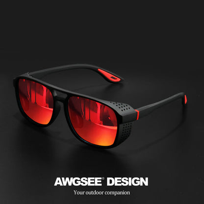 Lunettes de soleil sport polarisées Steampunk pour hommes et femmes – Verres HD UV400 pour le cyclisme, la course, la pêche et la conduite, monture durable avec découpes latérales, lunettes de sport en plein air
