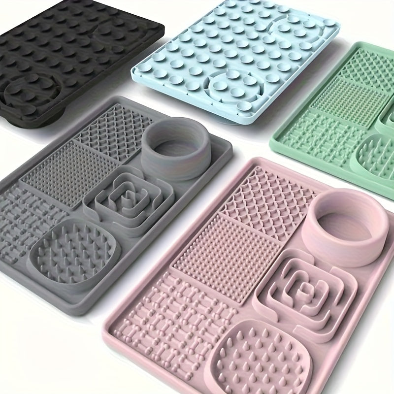 Tapis de léchage distributeur de nourriture lente 6-en-1 pour animaux avec ventouse puissante, outil multifonctionnel anti-anxiété pour chiens et chats, favorise une alimentation saine et facilite le toilettage et le bain