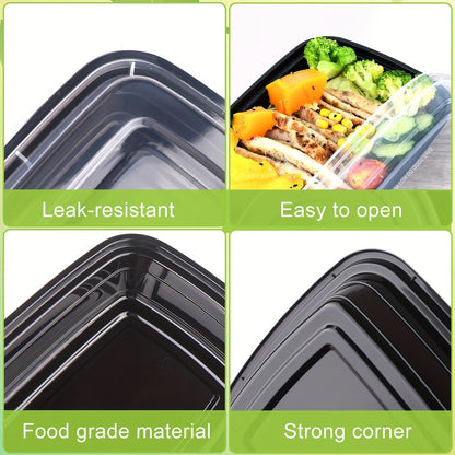 Récipients de préparation de repas 828 ml (28 oz), lot de 50 ou 150 avec couvercles – Boîtes à lunch Bento jetables en plastique à 1 compartiment, sans BPA, étanches, empilables, compatibles micro-ondes, lave-vaisselle et congélateur