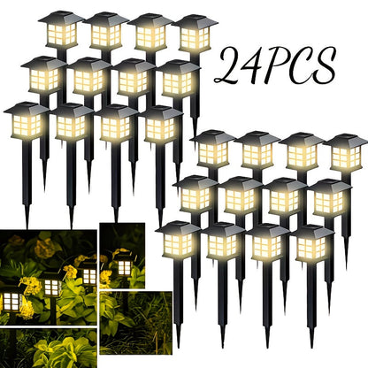 Lampes solaires d'extérieur à LED pour allée de jardin, éclairage paysager étanche IP44 pour trottoir, allée, pelouse, cour – Blanc chaud, lot de 6, 12 ou 24 – Décoration de Noël et de fêtes