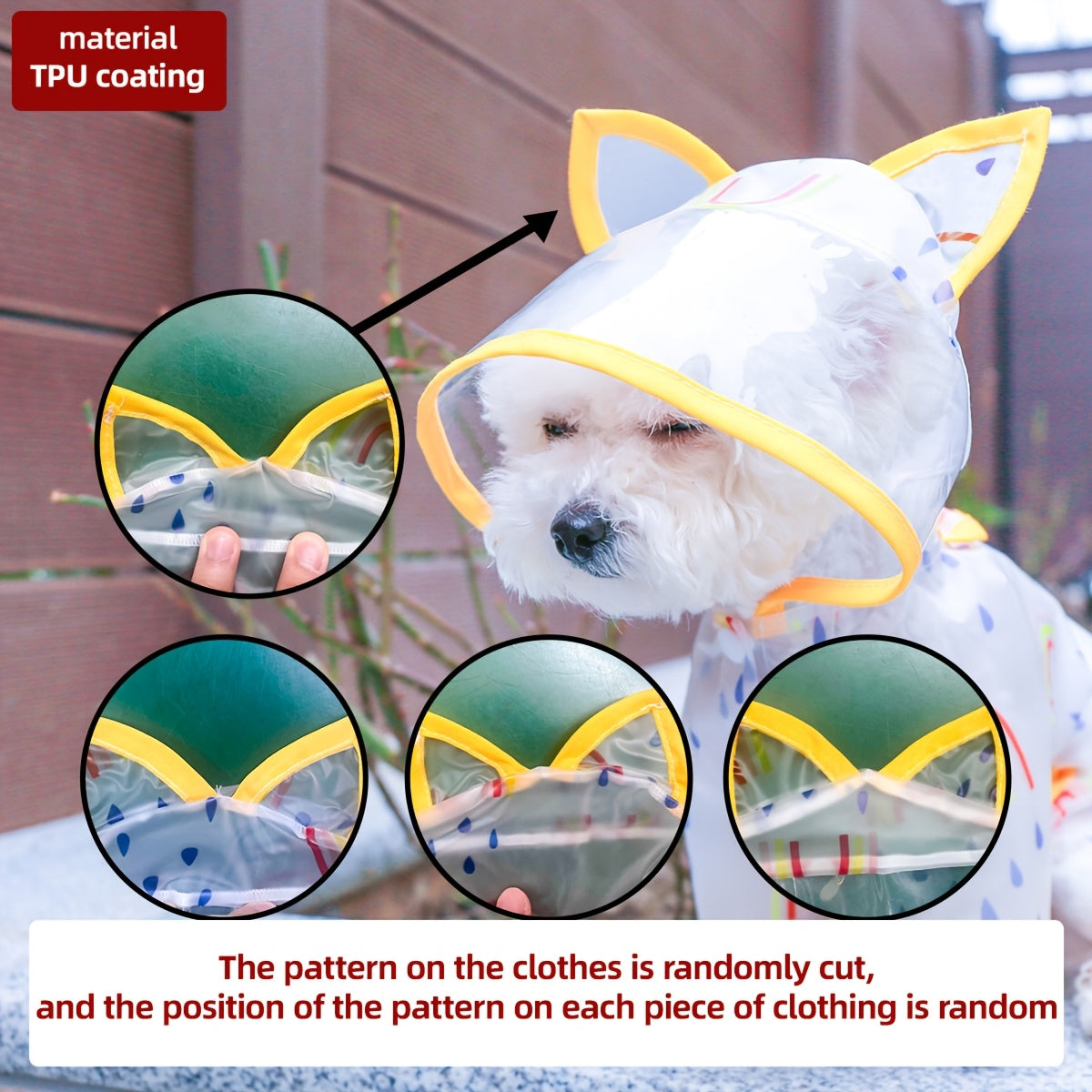 Imperméable pour petit chien - Combinaison de pluie mignonne à motif arc-en-ciel, veste de pluie toutes saisons avec fermeture à boutons-pression, manteau de pluie léger pour petites races, tenue de pluie amusante pour animal de compagnie