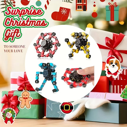 Transforming Finger Spinner Robot Toy 12 Piece Set Random Color Deformation Fidget Spinner Sensory Toy for Teens Kids Birthday Graduation Christmas Halloween Party Gift