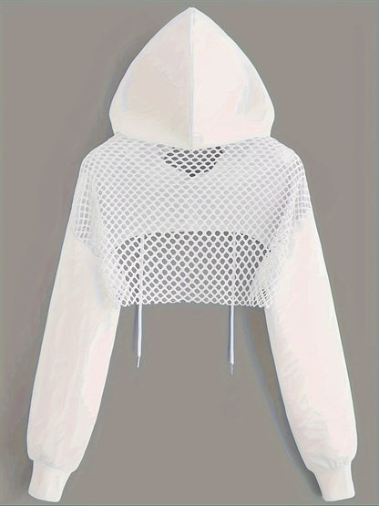 Sweat à capuche Y2K pour femme, pull court à manches longues avec cordon de serrage, haut de mode urbaine décontractée, noir, XS S M L XL XXL