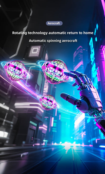 Jouet volant intelligent en forme de soucoupe volante, drone hexagonal rotatif à vol autonome, contrôlé par la main, robot volant d'intérieur, cadeau d'anniversaire ou de Noël pour enfants et adultes, bleu, violet, rouge
