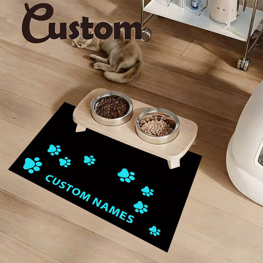 Tapis de gamelle pour animaux en diatomite personnalisé avec photo et nom – Tapis de nourriture absorbant à séchage rapide en terre de diatomées avec empreinte de patte pour bols de chien et chat, cadeau unique pour propriétaire d'animal