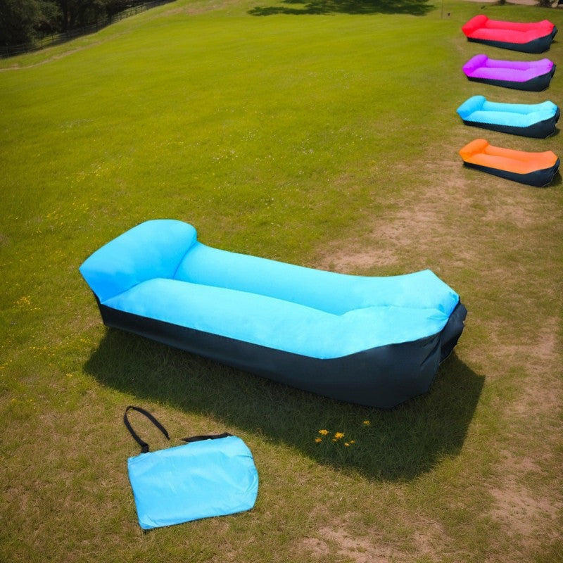 Canapé gonflable portable et fauteuil inclinable pour l'extérieur – Transat robuste semblable à un lit, gonflage et dégonflage rapides, léger et compact pour le camping, la plage, le jardin et les voyages, aucune pompe nécessaire