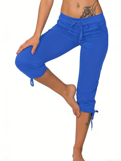 Lot de 4 pantalons courts légers pour femme – Pantacourts amples à taille cordon, bas d'été décontractés et respirants, tailles S-XXL, assortiments de couleurs variés