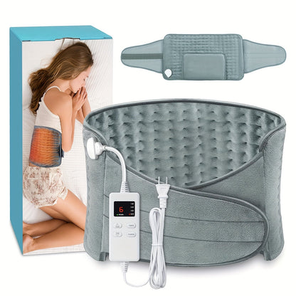 Ceinture chauffante électrique pour soulager les maux de dos, 30 x 60 cm – 6 niveaux de chaleur (40-65°C), arrêt automatique après 6 heures, 4 minuteurs, tour de taille réglable (60-115 cm), coussin chauffant lavable pour hommes et femmes