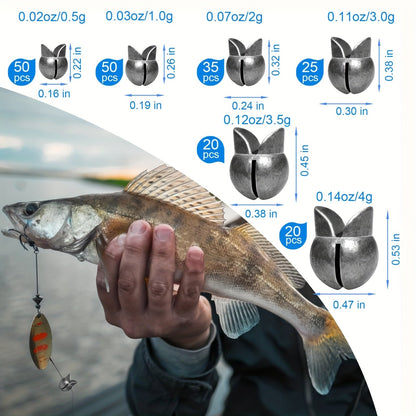 Lot de 120 et 200 plombs fendus pour la pêche – Plombs de pêche ronds, amovibles et réutilisables, disponibles en 5/6 tailles pour la pêche à la carpe, à la mouche, sur glace et au leurre
