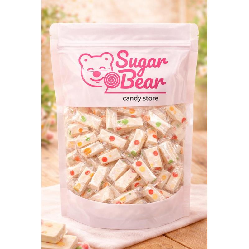 Nougat original aux jujubes, nougat tendre et moelleux avec morceaux de gelée colorés, collation sucrée emballée individuellement, 8 oz, 1 lb, 3 lb