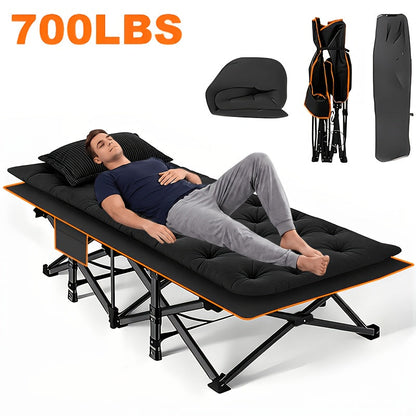 Lit de camp pliant robuste avec matelas pour adultes – Capacité de 500/600/700 lb, lit d'extérieur portable avec sac de transport pour tentes, camping et voyages – 3 modèles, 3 couleurs