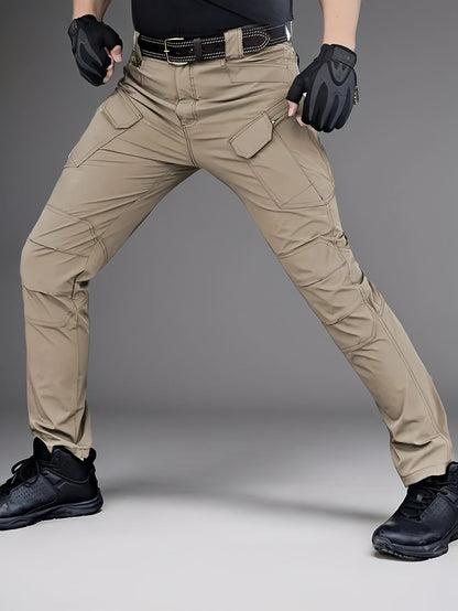 Pantalon cargo tactique léger à séchage rapide pour homme – Pantalon de randonnée respirant multi-poches avec ceinture, coupe décontractée pour travail en extérieur, toutes saisons, résistant à l'usure – M à XXXL, Noir / Gris / Kaki