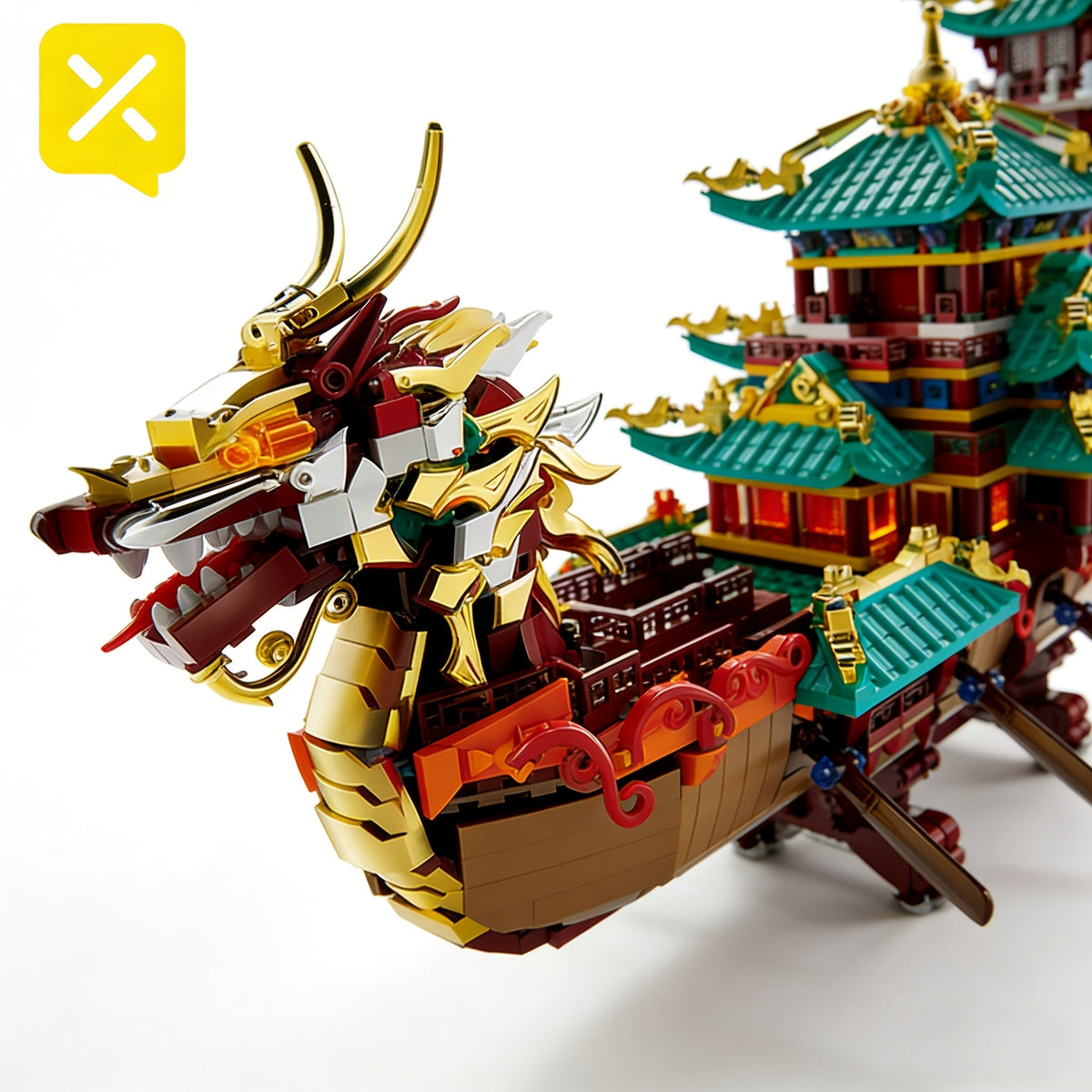 Ensemble de construction du Festival des bateaux-dragons de 2453 pièces - Modèle de briques ABS à grande échelle, niveau d'assemblage intermédiaire | Pièce d'exposition culturelle unique et cadeau pour Noël, Thanksgiving, Halloween et le Nouvel An
